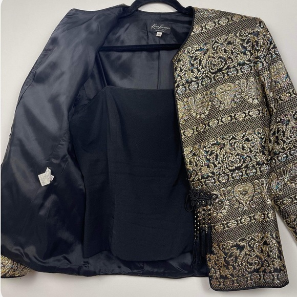 Karen Lawrence by Matthew Gold & Black Embroidered Blazer with Tank, Size 12 - Picture 5 of 9